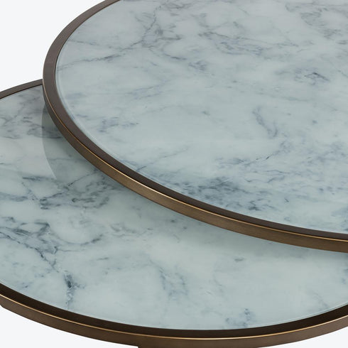 Ropley Nest Coffee Table – White Marble Glass